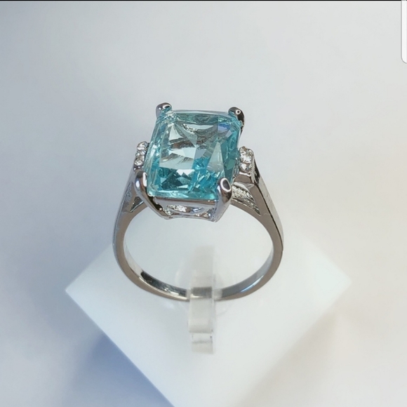 Blue aquamarine _925 Sterling silver ring - Picture 2 of 5